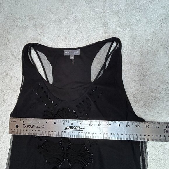 Sachin + Babi For Ankasa Womens Medium Black Embellished Racerback Tank Top - Picture 7 of 8